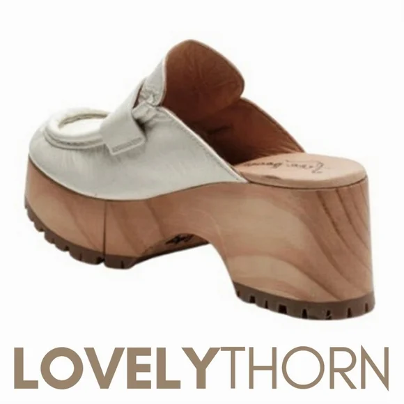 FREE PEOPLE // ltd ed corbin patent leather loafer wooden platform clog slides - Picture 5 of 10